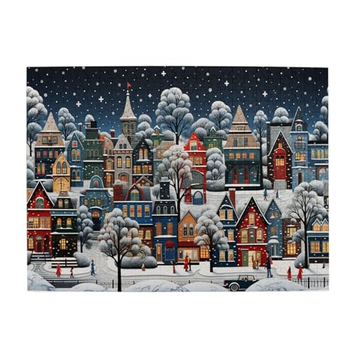 Mexpekil Winter Snow City 500 Teile Puzzles für Erwachsene Holzpuzzles Erwachsene Puzzle Lernspiele für Erwachsene Geschenke Wohnkultur von Mexpekil