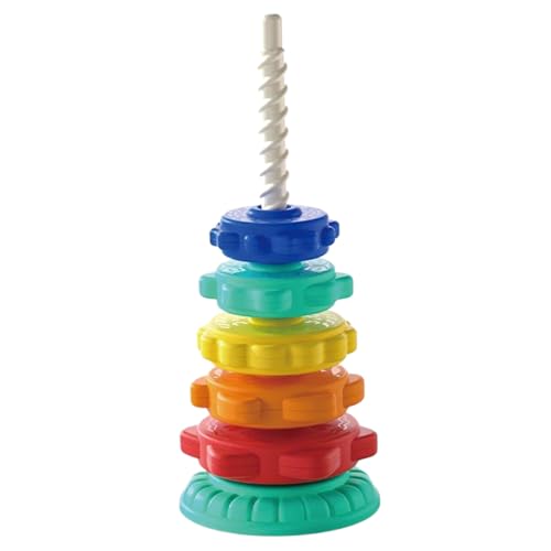 Stapel und Spin Spielzeug 6-layer Regenbogenring Spinning Stacker Spielzeug Baby Regenbogen Spin Tower Abs Plastik No-Burrs Spinning Stapelspielzeug Bildungsspinnen-Stapelspielzeug für Kleinkinder 1- von Meyrwoy