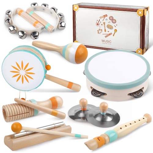 Kleinkinder Musikinstrumente - Montessori Holzmusikinstrumente für Kleinkinder von 1-3 Jahren, Kinder Instrumente Spielzeug für 1 Jahr Jungen & Mädchen, Weihnachts- und Geburtstagsgeschenk für 1-3-5 von Meytccve