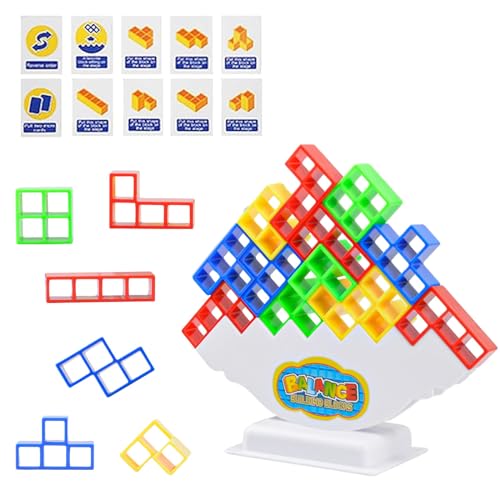 48 Pieces Tetra Tower Spiel Erwachsene Tetris Balance Spielzeug Tower Game,Stapelspiel Stapeln Spielzeug für Kinder Stapelblöcke Balancing Spiel für Jungen Mädchen ab Jahre von Mezere