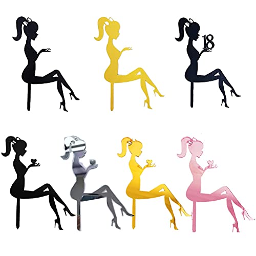 MiaLover 14 Stück High Heel Girl Cake Topper Zarte Acryl Kuchen Picks Dame Silhouette Kuchendekoration Kuchen Aufsatz Topper Tortenstecker Deko für Hochzeit Engagement Hochzeitsfeier Geburtstagsfeier von MiaLover