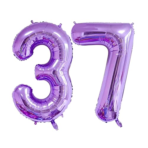 MiaLover 40 Zoll Zahl 37. Geburtstag deko Zahlen Ballon 37 Heliumballon 37 Geburtstagsdeko Riesen Aufblasbar Helium Folienballon Luftballons für Männer Frauen Happy Birthday Deko Luftballon(Lila) von MiaLover