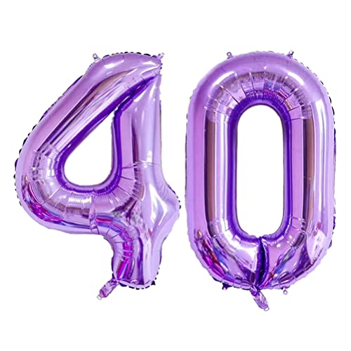 MiaLover 40 Zoll Zahl 40. Geburtstag deko Zahlen Ballon 40 Heliumballon 40 Geburtstagsdeko Riesen Aufblasbar Helium Folienballon Luftballons für Männer Frauen Happy Birthday Deko Luftballon(Lila) von MiaLover