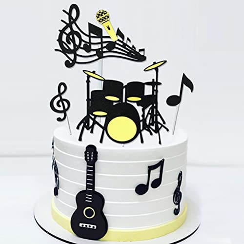 MiaLover 48 Stück Musiknoten Cupcake Topper Happy Birthday Cake Toppers Set Tortendeko Gitarre Cake Torten Muffin Dekoration für Kinder Mädchen Junge Musikalisches Thema Party von MiaLover