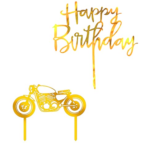 MiaLover 6 Stück Happy Birthday Cake Toppers Geburtstagskuchen Acryl Deko Motorrad Cake Topper Geburtstagskuchen Motorrad Dekoration für Kinder Mädchen Junge Party Familienfeiern von MiaLover