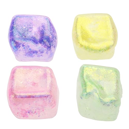 4 Stück Entlüftungsspielzeug Zurückprallender Sensorischer Maltose Squeeze Eiswürfel Sensorischer Tofu Glitzer Verträumte Requisiten von Miaelle