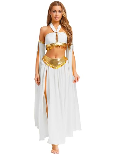 Miaeowve Athena Griechische Göttin Kostüm Damen Bauchtanz Kleid Neckholder Tanz Top Münzen Schlitzrock Chiffon Ärmel Faschingskostüm Weiß L Miaeowve Athena Griechische Göttin Kostüm Damen Bauchtanz Kleid Neckholder Tanz Top Münzen Schlitzrock Chiffon Ärmel Faschingskostüm Weiß L von Miaeowve