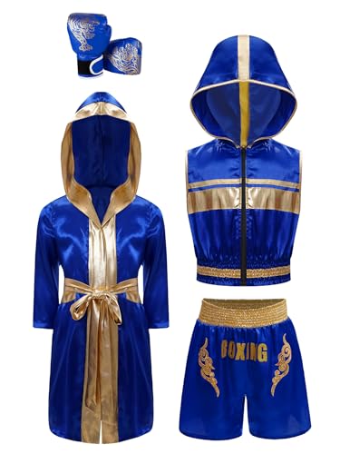 Miaeowve Boxer Anzug Kinder Junge Muay Thai Robe Satin Kapuzenumhang Mit hoodie Boxshorts Boxhandschuhe Kampfsport Kampfausrüstung Set Blau 158-164 Miaeowve Boxer Anzug Kinder Junge Muay Thai Robe Satin Kapuzenumhang Mit hoodie Boxshorts Boxhandschuhe Kampfsport Kampfausrüstung Set Blau 158-164 von Miaeowve