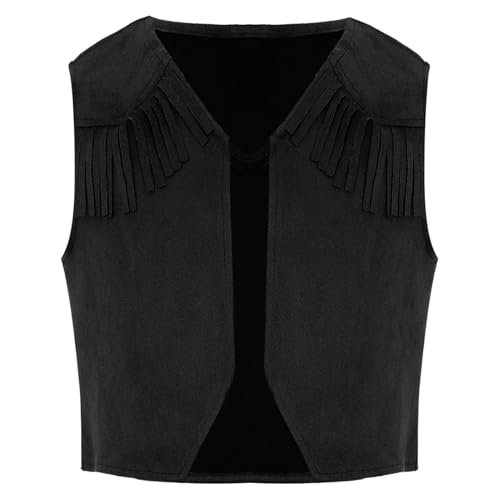 Miaeowve Cowboy Cowgirl Kostüm Kinder Jungen Mädchen Fransenweste Ärmellos Wildlederjacke Quasten Westernjacke Vorne Offen Faschingkostüm Schwarz 122-128 Miaeowve Cowboy Cowgirl Kostüm Kinder Jungen Mädchen Fransenweste Ärmellos Wildlederjacke Quasten Westernjacke Vorne Offen Faschingkostüm Schwarz 122-128 von Miaeowve