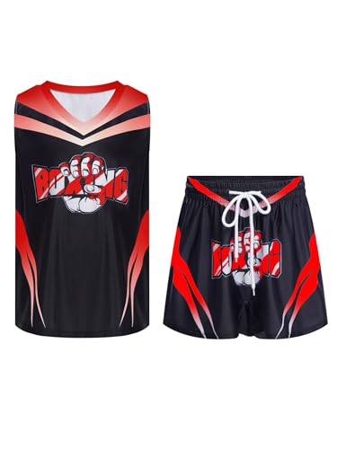 Miaeowve Kinder Junge Kickboxen Trainingsanzug Ärmellos Sport Oberteil Mit Kickboxing Shorts Kickboxer Boxer Kostüm Rot B 146-152 Miaeowve Kinder Junge Kickboxen Trainingsanzug Ärmellos Sport Oberteil Mit Kickboxing Shorts Kickboxer Boxer Kostüm Rot B 146-152 von Miaeowve