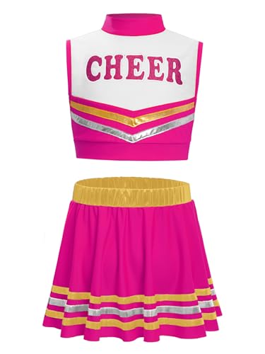 Miaeowve Kinder Mädchen Cheer Leader Kostüm Ärmellos Tanz Top Bauchfrei Tshirt Mit Faltenrock Minirock 2tlg Cheerleaderin Kleid Uniform Hot Pink 158-164 Miaeowve Kinder Mädchen Cheer Leader Kostüm Ärmellos Tanz Top Bauchfrei Tshirt Mit Faltenrock Minirock 2tlg Cheerleaderin Kleid Uniform Hot Pink 158-164 von Miaeowve