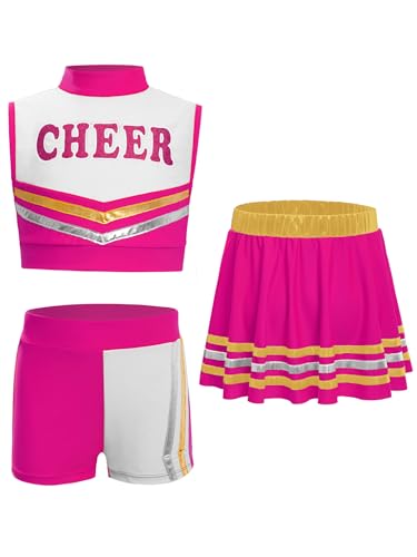 Miaeowve Kinder Mädchen Cheer Leader Outfit Ärmellos Cheer leaderinkleid Bauchfrei Tanz Top Mit Shorts Minirock Tanzkleidung Hot Pink 122-128 Miaeowve Kinder Mädchen Cheer Leader Outfit Ärmellos Cheer leaderinkleid Bauchfrei Tanz Top Mit Shorts Minirock Tanzkleidung Hot Pink 122-128 von Miaeowve