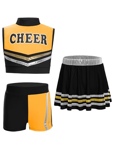 Miaeowve Kinder Mädchen Cheer Leader Outfit Ärmellos Cheer leaderinkleid Bauchfrei Tanz Top Mit Shorts Minirock Tanzkleidung Schwarz 158-164 Miaeowve Kinder Mädchen Cheer Leader Outfit Ärmellos Cheer leaderinkleid Bauchfrei Tanz Top Mit Shorts Minirock Tanzkleidung Schwarz 158-164 von Miaeowve