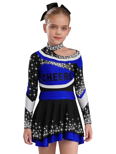 Miaeowve Kinder Mädchen Cheer Leader Outfit Langarm Crop Top Strass Glitzer Oberteil Farbblock Patchwork Tanzrock Rüschen Minirock Dancewear Blau 170 Miaeowve Kinder Mädchen Cheer Leader Outfit Langarm Crop Top Strass Glitzer Oberteil Farbblock Patchwork Tanzrock Rüschen Minirock Dancewear Blau 170 von Miaeowve