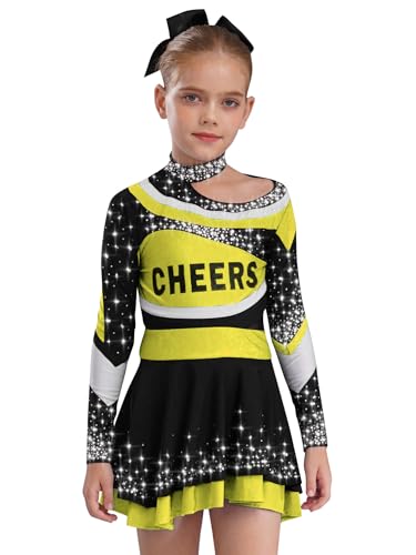 Miaeowve Kinder Mädchen Cheer Leader Outfit Langarm Crop Top Strass Glitzer Oberteil Farbblock Patchwork Tanzrock Rüschen Minirock Dancewear Gelb 122-128 Miaeowve Kinder Mädchen Cheer Leader Outfit Langarm Crop Top Strass Glitzer Oberteil Farbblock Patchwork Tanzrock Rüschen Minirock Dancewear Gelb 122-128 von Miaeowve