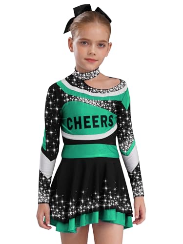 Miaeowve Kinder Mädchen Cheer Leader Outfit Langarm Crop Top Strass Glitzer Oberteil Farbblock Patchwork Tanzrock Rüschen Minirock Dancewear Grün 134-140 Miaeowve Kinder Mädchen Cheer Leader Outfit Langarm Crop Top Strass Glitzer Oberteil Farbblock Patchwork Tanzrock Rüschen Minirock Dancewear Grün 134-140 von Miaeowve
