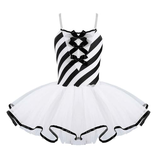 Miaeowve Weihnachtskleid Kinder Mädchen Festlich Ärmellos Partykleid Streifen Patchwork Prinzessin Kleid Schnür Tanzkleid Tutu Zuckerstangen Kostüm Schwarz 122-128 von Miaeowve