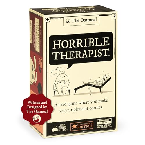 Exploding Kitten Horror Therapist Extra Horror Edition macht ein sehr unangenehmes Comic-Kartenspiel von Miaoyak