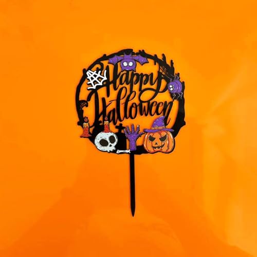 Miaoyak Halloween Castle Cake Topper Dessert Acryl Dekoration Hexe Geist Kürbis Spinne Party Supplies Kuchen Topper Dessert Werkzeuge von Miaoyak