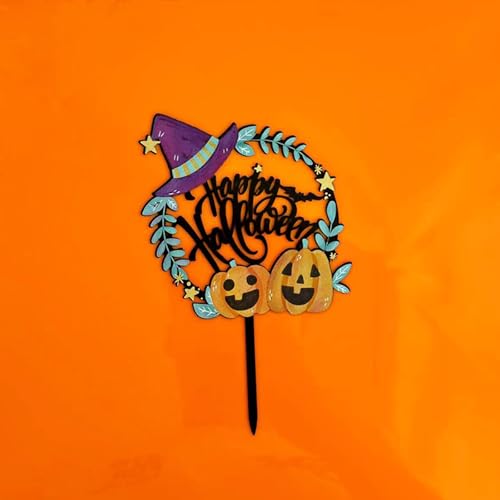 Miaoyak Halloween Castle Cake Topper Dessert Acryl Dekoration Hexe Geist Kürbis Spinne Party Supplies Kuchen Topper Dessert Werkzeuge von Miaoyak