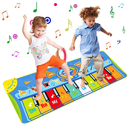 Miavogo Tanzmatte Kinder, Piano Mat Klaviermatte 8 Einstellbare Lautstärke + 8 Instrumente + 10 Keyboard Musik Matte für Jungen Mädchen - 130 x 48 cm von Miavogo