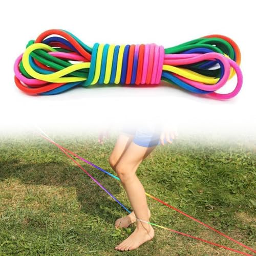 Miayical Gummitwist Kinder für Hüpfspiele, Hüpfgummi 5m lang Gummi Twist, Indoor und Outdoor Spielzeug, Gartenspiele Kinder, Regenbogen Band, Geschenk für Mädchen & Junge von Miayical