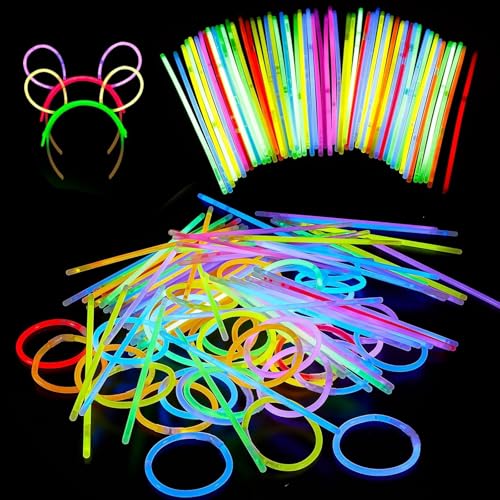 Knicklichter Party Set,100 Stück Leuchtstäbe, Neon Knicklichter Ketten und Leuchtbrillen für Kinder, Perfekt für Geburtstag, Party, Festival - Leuchtstäbe, Mitgebsel, Glow Sticks von Miayical