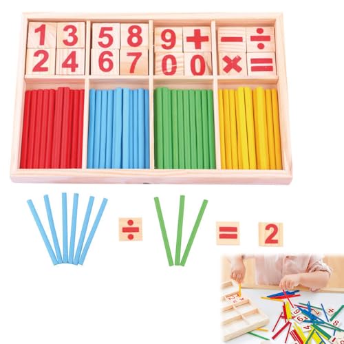 Miayical Mathespielzeug, Hölzerne Mathe-Spielzeuge, Digitale Rechenhilfe erlernen, Compute-Stick, Hölzerner Rechenstab, Digitales Lernspielzeug für Kinder im Alter von 3, 4, 5 und 6 Jahren von Miayical