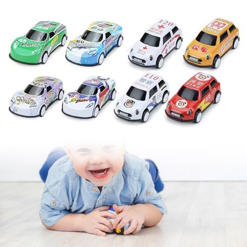 Spielzeugautos, 8 Stück Spielauto Set, Kinderspielzeug Fahrzeuge, Spielzeugfahrzeug Set, Kleinkind Mini Rennauto, Aufziehautos, Metall Modellauto, Mini Die Cast Spielzeugautos Set für Mädchen Jungen von Miayical