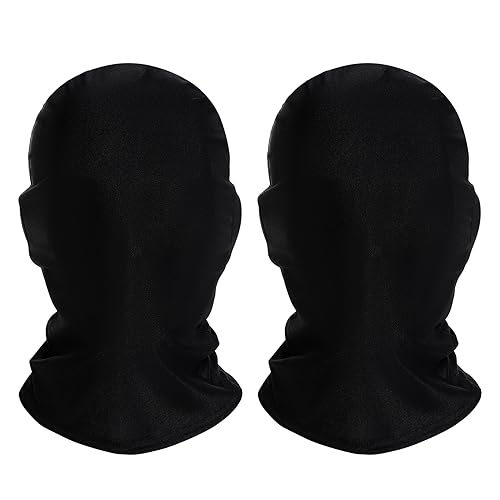 Miayon 2 Stück Zentai Vollgesichtsmaske Spandex Kapuze Hautmaske Elastische Atmungsaktive Maske für Halloween Cosplay Kostüme für Uni (Schwarz) von Miayon