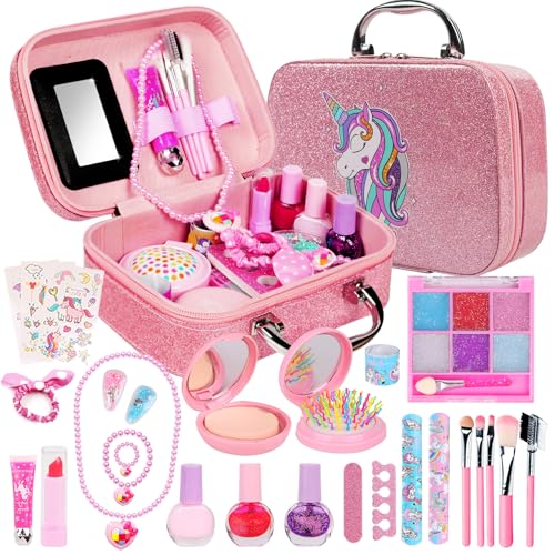 Kinderschminke Set Mädchen, Waschbar Schminke Kinder Schminkkoffer Mädchen Spielzeug Kinder Make Up Set Geburtstage Weihnachten Geschenke für Mädchen 4 5 6 7 8 9 10 Jahre von MicQutr