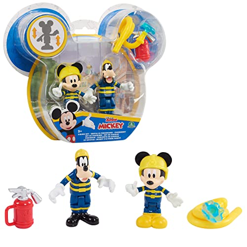 Giochi Preziosi Disney Mickey, 2 Figuren, Gelenke, 7,5 cm mit Zubehör, Feuerwehr-Thema, Spielzeug für Kinder ab 3 Jahren,, MCC044 von Giochi Preziosi