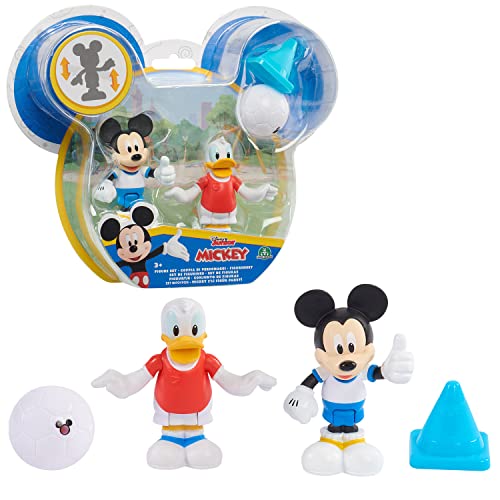 Disney Mickey, 2 Figuren, Gelenke, 7,5 cm, mit Zubehör, Fußballthema, Spielzeug für Kinder ab 3 Jahren, GIOCHI PREZIOSI, MCC042 von Giochi Preziosi