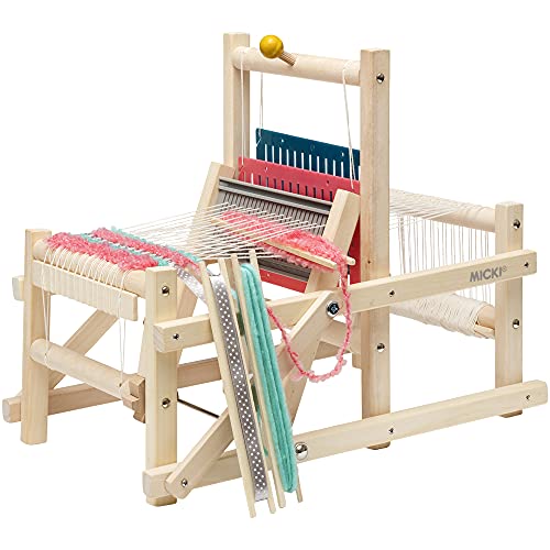 Micki Webstuhl –DIY Set für Erwachsene – Strick Starter-Set für Kinder – Holzgarnspielzeug für Anfänger - Alter 3+ - 380x280x330 mm. von Micki