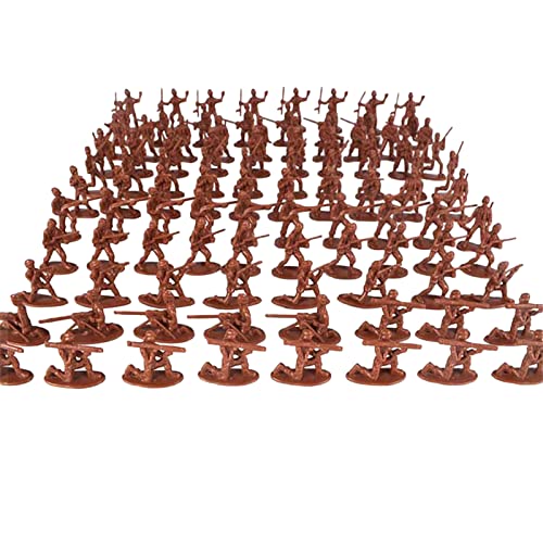 100 Stück Kinder Spielzeugsoldaten Set,Grüne Armee Männer Action Figuren,Plastik Militärspielzeug für Jungen inspirieren kreatives Spielen und Lernabenteuer für Kinder (Brown) von Micozy