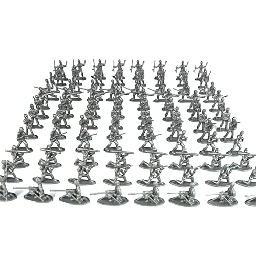 100 Stück Kinder Spielzeugsoldaten Set,Grüne Armee Männer Action Figuren,Plastik Militärspielzeug für Jungen inspirieren kreatives Spielen und Lernabenteuer für Kinder (Silver) von Micozy