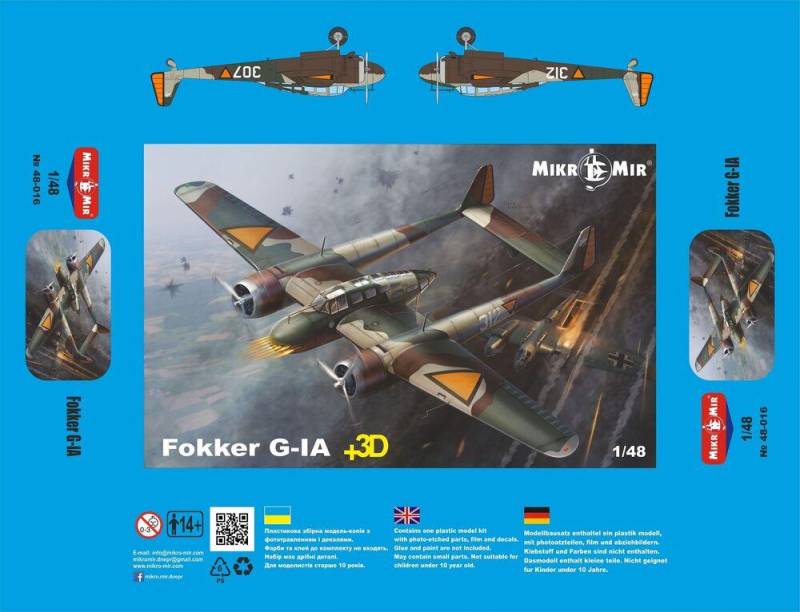 Fokker G-IA + 3D details von Micro Mir