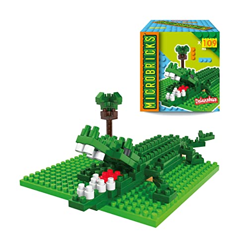 Microbricks - Krokodil von Deluxebase. Mini-Block-Krokodil-Puzzle. Einfach zu bedienendes 3D-Puzzle für Kinder im Tiere-Stil von Microbricks