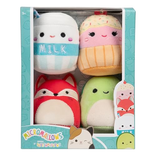 Micromallows SQMM0007-4er Pack, superweiche Mini-Squishmallows, 6,5 cm Plüschfiguren, Fifi, Henry, Melly & Clara von Micromallows