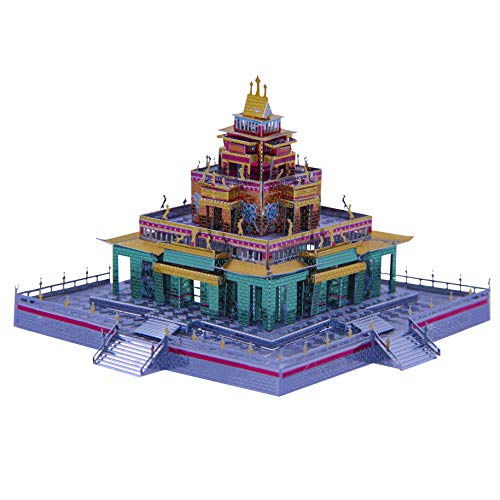 Microworld 3D Puzzle Metallmodell Gebäude Kit, Architektur Tibetaner buddhistischer Tempel, DIY -Puzzles Rätsel Kunsthandwerk kreative Geschenkspielzeug für Erwachsene von Microworld