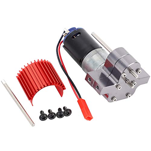 Micvtve 370 GebüRsteter Motor + KüHlköRper Getriebe Satz Aus Aluminium mit Stahl ZahnräDern für WPL Henglong C14 C24 B14 B24 B16 B36 4X4 6X6 Verbesserte Teile, Grau, 296894A2 von Micvtve