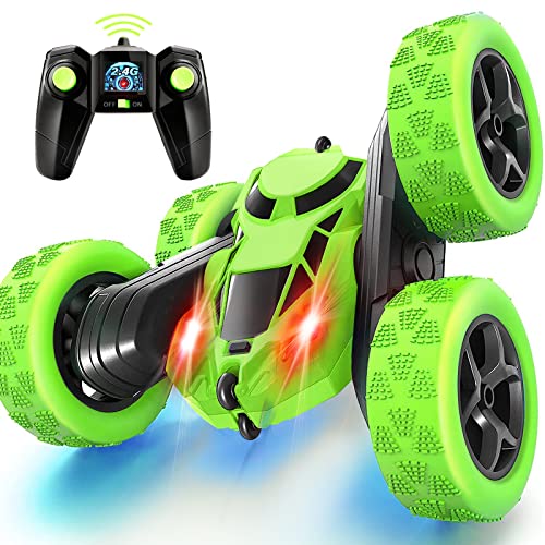 Ferngesteuertes Auto, 90 Min Spielzeit, 2.4Ghz Doppelseitig 360° drehbare RC Stunt Crawler mit Scheinwerfern, 4WD Off Road Drift RC Auto Spielzeug Geschenke für Jungen 6-12 Grün von MidiVix