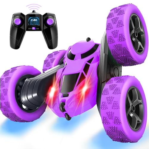 Ferngesteuertes Auto, 90 Min Spielzeit, 2.4Ghz Doppelseitig 360° drehbare RC Stunt Crawler mit Scheinwerfern, 4WD Off Road Drift RC Auto Spielzeug Geschenke für Jungen 6-12 Lila von MidiVix