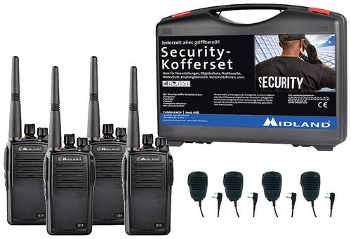 Midland G15 Pro PMR 4er Security inkl. MA 25-M C1127.S3 PMR-Handfunkgerät 4er Set von Midland