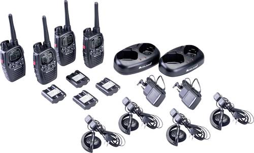 Midland G7 Pro 4x set, PMR446 2x charger, 4x MA24-L headset C1090.19 PMR-Handfunkgerät 4er Set von Midland