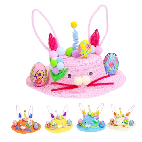 Mienocol Oster-Partyhut-Set für Kinder, selbstgemachter Osterhut, Haubenhut für Ostern, Kinderhandwerk (Rosa) von Mienocol