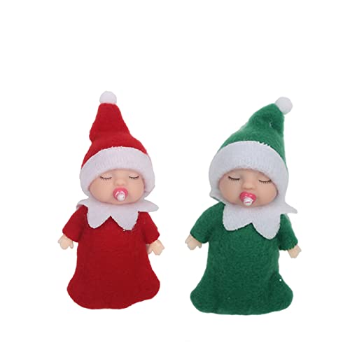 2 Stück Weihnachtselfen Figuren Mini Elfen für Jungen Mädchen,Rot Grüne Mini Puppe Elf Weihnachten Baby Winziger Weihnachtself für Weihnachten Neujahr Geschenk,Weihnachtsstrumpffüller von Mienocol