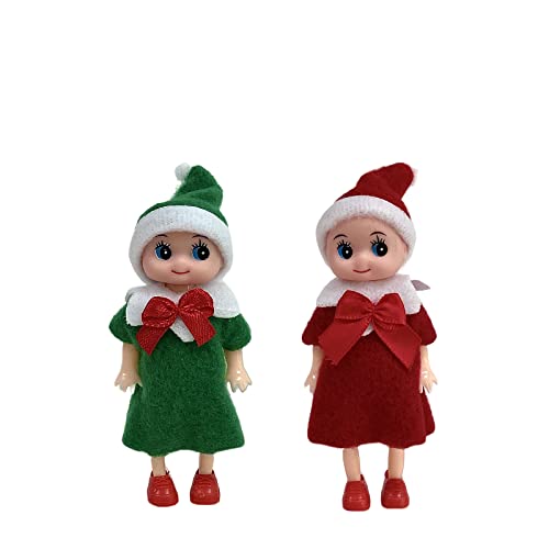 2 Stück Weihnachtselfen Figuren Mini Elfen für Jungen Mädchen,Rot Grüne Mini Puppe Elf Weihnachten Baby Winziger Weihnachtself für Weihnachten Neujahr Geschenk,Weihnachtsstrumpffüller von Mienocol