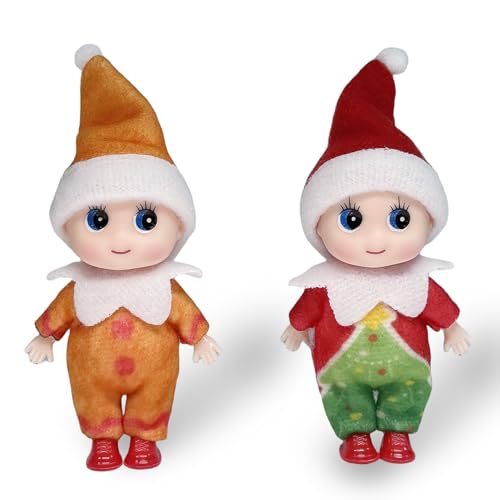 Weihnachtselfen-Baby-Zwillinge, Kleinkind-Elfen, Weihnachtstradition, Mini-Elfen-Babypuppe, Weihnachtszubehör, kleine Elfenpuppen für Jungen und Mädchen, Weihnachtsgeschenk, Adventskalender, von Mienocol