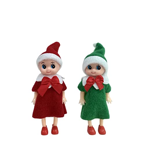 2 Stück Weihnachtselfen Figuren Mini Elfen für Jungen Mädchen,Rot Grüne Mini Puppe Elf Weihnachten Baby Winziger Weihnachtself für Weihnachten Neujahr Geschenk,Weihnachtsstrumpffüller von Mienocol